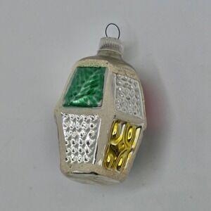 Vintage Christmas ornament Lantern mid-century Mcm Austria Colorful Flocked
